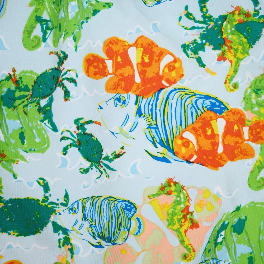 Peter Millar Mens Aquatic Print Swim Trunks Blue Clownfish‎ Seahorse MS 13P07 - Picture 6 of 10